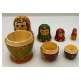 Vintage Collectible 4 Pc. Russian Nesting Doll Set Largest 5.25"