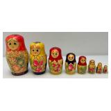 RARE Vintage Collectible 9 Pc. Russian Nesting Doll Set Largest 7 1/2"