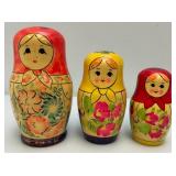 RARE Vintage Collectible 9 Pc. Russian Nesting Doll Set Largest 7 1/2"