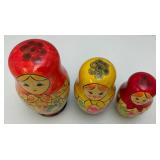 RARE Vintage Collectible 9 Pc. Russian Nesting Doll Set Largest 7 1/2"