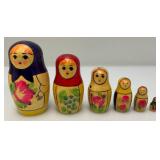 RARE Vintage Collectible 9 Pc. Russian Nesting Doll Set Largest 7 1/2"