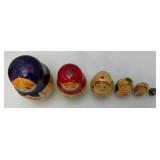 RARE Vintage Collectible 9 Pc. Russian Nesting Doll Set Largest 7 1/2"