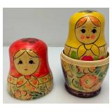 RARE Vintage Collectible 9 Pc. Russian Nesting Doll Set Largest 7 1/2"