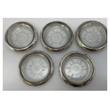 Vintage Silver Plate And Glass Coasters
