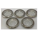 Vintage Silver Plate And Glass Coasters