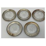 Vintage Silver Plate And Glass Coasters