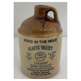 Two Collectible MCCormick "Platte Valley" Striaght Corn Whiskey Miniature Jugs 5" & 6 3/4"