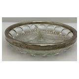 Three Vintage Silver Plate & Cut Glass Three Section Divided Bowls