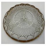 Three Vintage Silver Plate & Cut Glass Three Section Divided Bowls