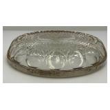 Three Vintage Silver Plate & Cut Glass Three Section Divided Bowls