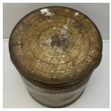 Antique Metal Canister With Lid And "SILVER LEAF LARD" Advertisement 12 1/2" x 14"