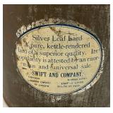 Antique Metal Canister With Lid And "SILVER LEAF LARD" Advertisement 12 1/2" x 14"