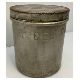 Very Heavy Metal "MODEL DAIRY INC." Cream Canister With Lid 9" x 10"