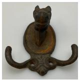 Antique Cast Iron Doublke Coat Hook 4" x 4 3/4"