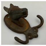 Antique Cast Iron Doublke Coat Hook 4" x 4 3/4"