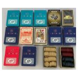 Misc. Vintage Collectible Playing Cards Including Casino Cards, Vintage Miniature Poker Chips (In Original Boxes) And More
