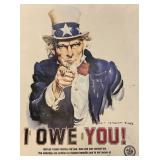Vintage Uncle Sam "I OWE YOU!" Wisconsin Department Of Veterans Affairs Poster 17" x 22"