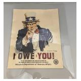 Vintage Uncle Sam "I OWE YOU!" Wisconsin Department Of Veterans Affairs Poster 17" x 22"