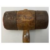 Antique Wooden And Metal Mallet 5 1/2" x 12 1/2"