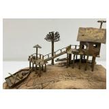 Vintage ALBERT GUIBARA Driftwood And Gilt Metal Art Sculpture Mid-Century Modern 7 1/2" x 8"