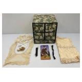 Vintage Cardboard Floral Oriental Style 5 Drawer Chest And More 12" x 13"