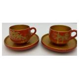 Antique Japanese Edo Era Red Lacquer Makie Wooden Lidded Soup/Rice Bowls, Plates, Sake Cups And More