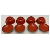 Antique Japanese Edo Era Red Lacquer Makie Wooden Lidded Soup/Rice Bowls, Plates, Sake Cups And More