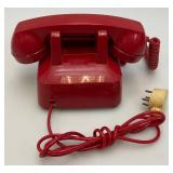 Vintage Red Rotary Phone With Vintage Cord