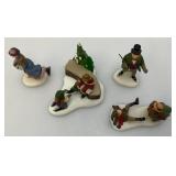 Vintage Dept. 56 Collectibles Including  Dickens "ASHLEY POND SKATING PARTY" Missing One Figure Set & Porcelain Evergreen Trees In Original Box