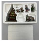 Vintage Dept. 56 Collectibles Including  Dickens "ASHLEY POND SKATING PARTY" Missing One Figure Set & Porcelain Evergreen Trees In Original Box