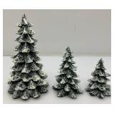 Vintage Dept. 56 Collectibles Including  Dickens "ASHLEY POND SKATING PARTY" Missing One Figure Set & Porcelain Evergreen Trees In Original Box