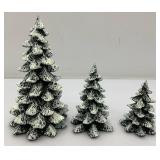 Vintage Dept. 56 Collectibles Including  Dickens "ASHLEY POND SKATING PARTY" Missing One Figure Set & Porcelain Evergreen Trees In Original Box