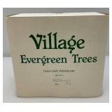 Vintage Dept. 56 Collectibles Including  Dickens "ASHLEY POND SKATING PARTY" Missing One Figure Set & Porcelain Evergreen Trees In Original Box