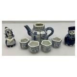 Mid-Century Miniature Blue & White Chinese Teapot With Cups And More