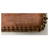 Antique MELLEN 1913 Signed Embossed Leather Book Cover With Dyed Image (Water Stain Present 8" x 10"