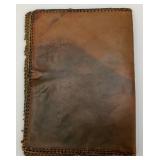 Antique MELLEN 1913 Signed Embossed Leather Book Cover With Dyed Image (Water Stain Present 8" x 10"
