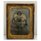 Antique Tintype Woman And Children