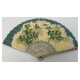 Two Antique Oriental Folding Fans 1= 5" 1= 8 3/4"