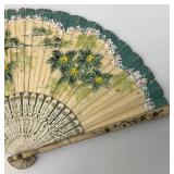 Two Antique Oriental Folding Fans 1= 5" 1= 8 3/4"