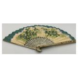 Two Antique Oriental Folding Fans 1= 5" 1= 8 3/4"