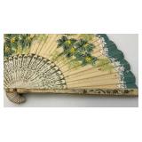 Two Antique Oriental Folding Fans 1= 5" 1= 8 3/4"