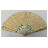 Two Antique Oriental Folding Fans 1= 5" 1= 8 3/4"