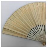 Two Antique Oriental Folding Fans 1= 5" 1= 8 3/4"