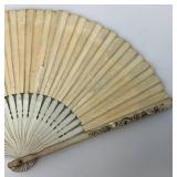 Two Antique Oriental Folding Fans 1= 5" 1= 8 3/4"