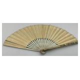 Two Antique Oriental Folding Fans 1= 5" 1= 8 3/4"