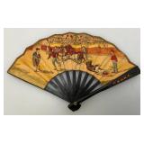 Two Antique Oriental Folding Fans 1= 5" 1= 8 3/4"