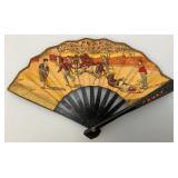 Two Antique Oriental Folding Fans 1= 5" 1= 8 3/4"