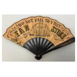 Two Antique Oriental Folding Fans 1= 5" 1= 8 3/4"