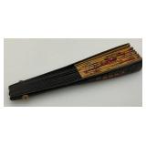 Two Antique Oriental Folding Fans 1= 5" 1= 8 3/4"