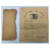 1965 CIVIL WAR ERA United States Of America Discharge Papers Signed By Edward Byrne Major Commanding The Regiment